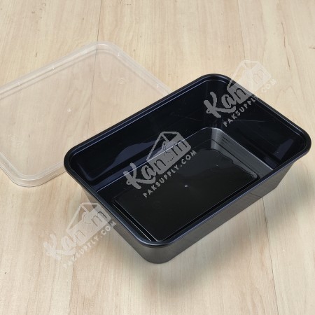 กล่องอาหาร PP ดำ 650 ml + ฝา (25 PCS/PACK)
