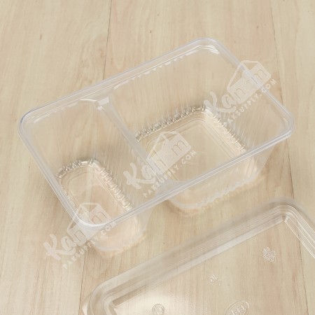 กล่องอาหาร PPใส 2 ช่อง 750 กรัม (EP) พร้อมฝา (25 PCS/PACK)