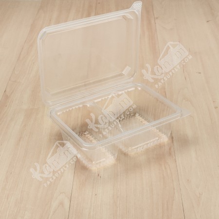 กล่องอาหาร PP ใส 2 ช่อง 750 กรัม (NPP) ฝาในตัว (25 PCS/PACK)