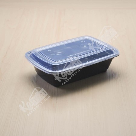 กล่องอาหารPPดำ38oz.+ ฝาโดม(50 PCS/PACK)
