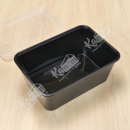 กล่องอาหาร PP ดำ พร้อมฝา 1000 ML. (oro) (25 PCS/PACK)