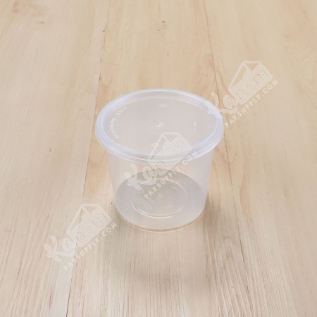 กล่องอาหารกลม PP ใส (AS311) ขนาด 650 ml.+ฝา PLU9311(25ชุด/แพค)