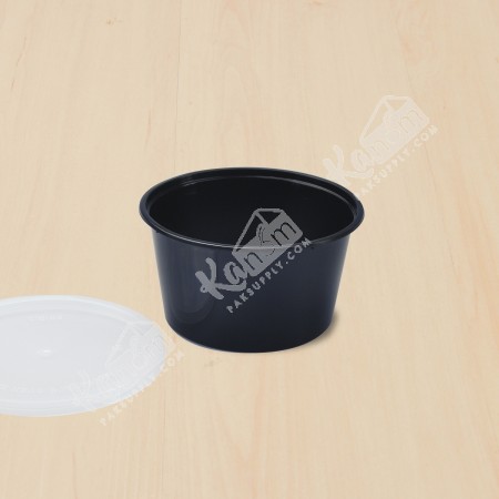 กล่องอาหารทรงกลม PPดำ 460ml (SK-16)(25ใบ/แพค)
