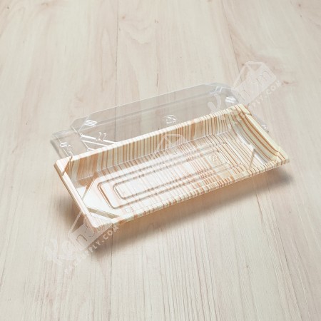 กล่องอาหารญี่ปุ่น HIPS Wood +ฝาใส OPS #811(50ชิ้น/แพค)
