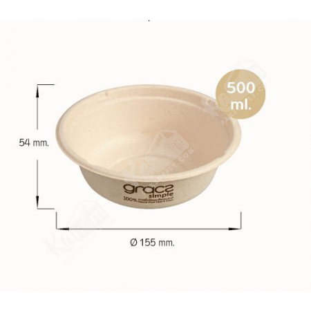 ชามชานอ้อย 500ml.(50ใบ/แพ็ค)