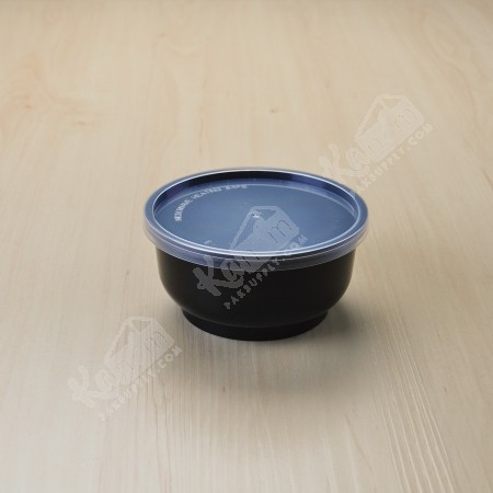 กล่องอาหารทรงกลม PPดำ+ฝา(13oz.)