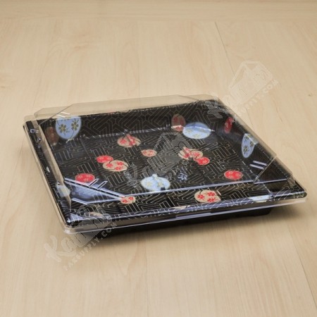 กล่องอาหารญี่ปุ่นHIPS-KAMON+ฝาใส #4.0 (50ชิ้น/แพค)
