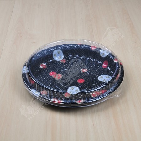 กล่องกลม ซูชิHIPS-KAMON พร้อมฝาใส #SS-250A (50ชิ้น/แพค)