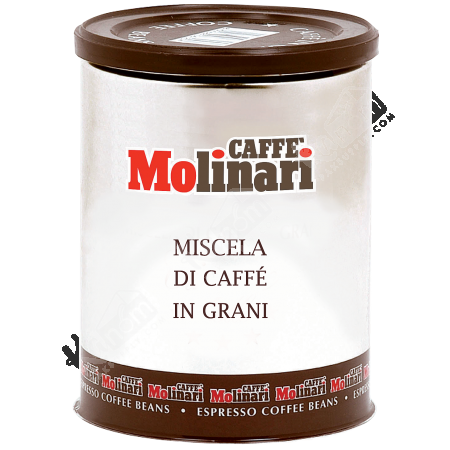 เมล็ดกาแฟอิตาลี คั่วกลาง CAFFE' MOLINARI MISCELA DI CAFFE IN GRANI บรรจุกระป๋อง 250g. (ฝาน้ำตาล)