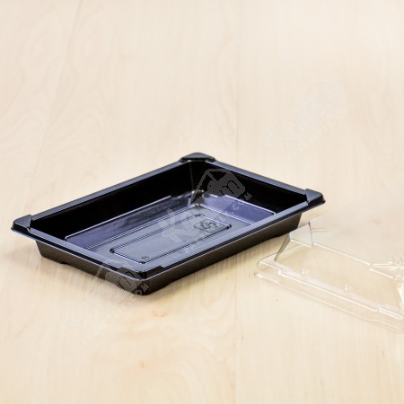 กล่องอาหารญี่ปุ่น HIPS สีดำ+ฝาใส OPS#813 (50ชิ้น/แพค)