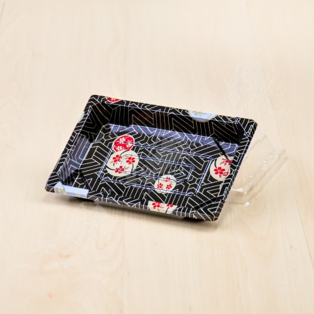 กล่องอาหารญี่ปุ่นHIPS Kamon+ฝาใสOPS #812 (50ชิ้น/แพค)