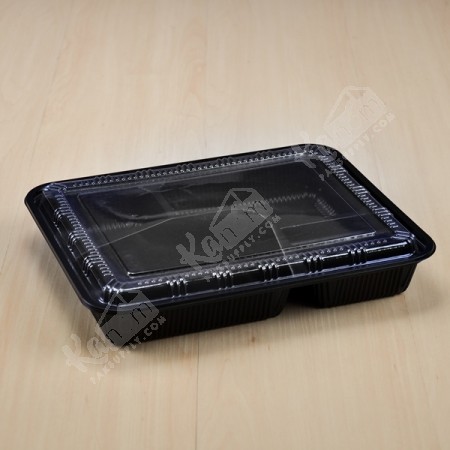 กล่องอาหาร PPดำ 5ช่อง (EX)+ฝาPET(25ใบ/แพค)
