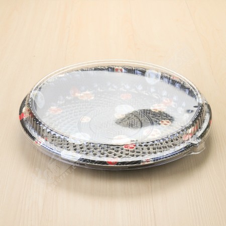 กล่องกลมซูชิ HIPS-Kamon พร้อมฝาใส #SS-320A  (100ชิ้น/ลัง)