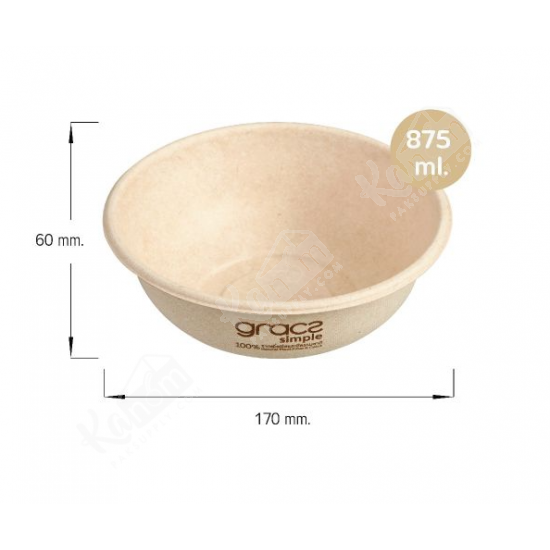 ชามชานอ้อย 875ml.(50ใบ/แพ็ค)