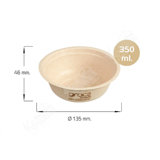 ชามชานอ้อย 350ml.(50ใบ/แพ็ค)
