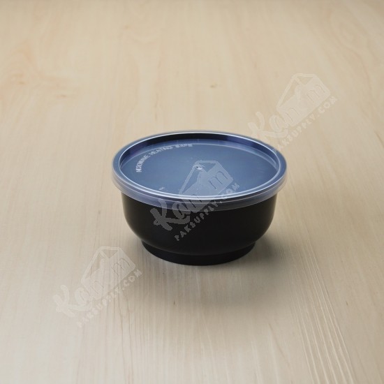 กล่องอาหารทรงกลม PPดำ+ฝา(13oz.)