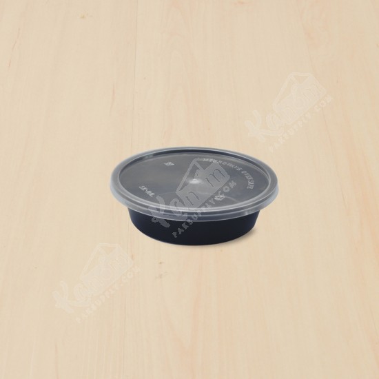 กล่องอาหารทรงกลม PPดำ+ฝา 220ml (SK-8) (25ใบ/แพค)