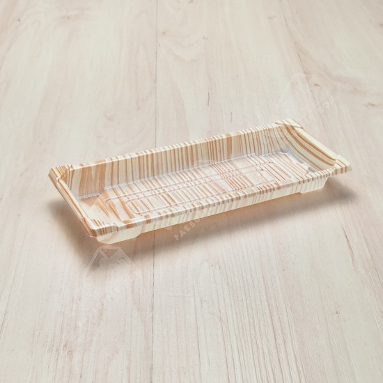 กล่องอาหารญี่ปุ่น HIPS Wood +ฝาใส OPS #811(50ชิ้น/แพค)