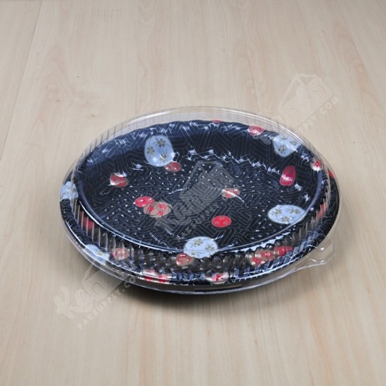 กล่องกลม ซูชิHIPS-KAMON พร้อมฝาใส #SS-250A (50ชิ้น/แพค)