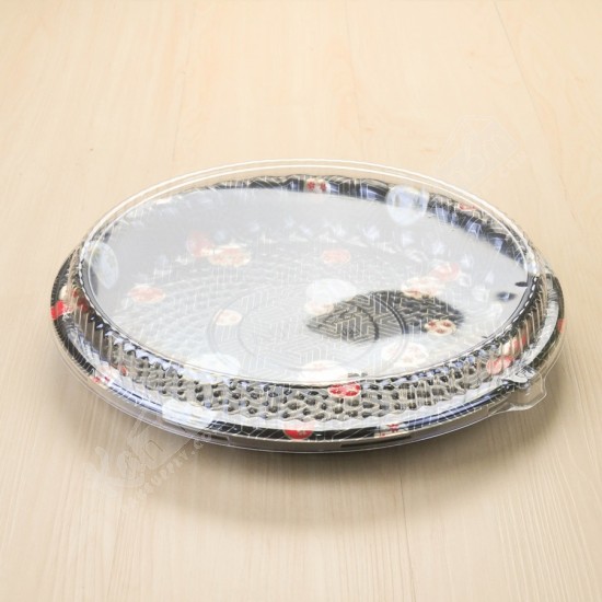 กล่องกลมซูชิ HIPS-Kamon พร้อมฝาใส #SS-320A  (100ชิ้น/ลัง)