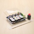 กล่องอาหารญี่ปุ่น HIPS ลาย Kamon + ฝาใส OPS#813 (50ชิ้น/แพค)