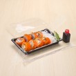 กล่องอาหารญี่ปุ่น HIPS-ดำ พร้อมฝาใส #814 (50ชื้น/แพค)