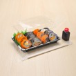กล่องอาหารญี่ปุ่น HIPS ลาย Kamon #814 + ฝา OPS (50 ชิ้น/แพค)