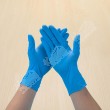 ถุงมือยางสังเคราะห์ สีฟ้า (ขนาด S) (100ชิ้น/แพค)