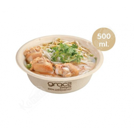 ชามชานอ้อย 500ml.(50ใบ/แพ็ค)