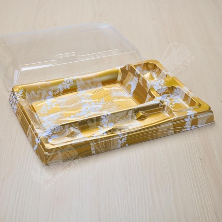 กล่องอาหารเบนโตะ PS 3+1ช่อง #18-3 “Gold” พร้อมฝาใส (50ใบ/แพค)