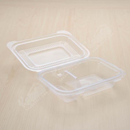 กล่องอาหาร PPใส 2ช่อง 650ml.(25ใบ/แพค)