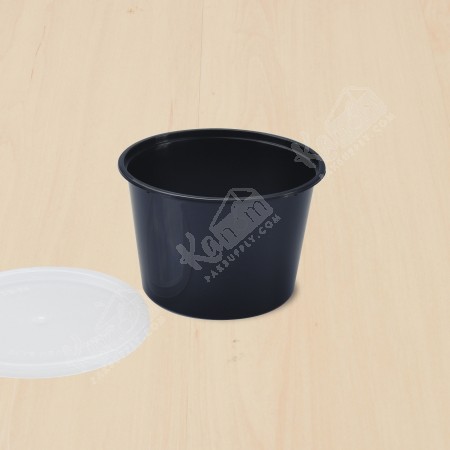 กล่องอาหารทรงกลม PPดำ+ฝา  540ml(SK-20)(25ใบ/แพค)