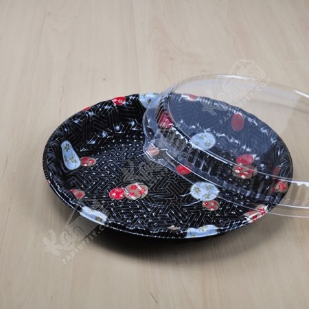 กล่องกลม ซูชิHIPS-KAMON พร้อมฝาใส #SS-250A (50ชิ้น/แพค)