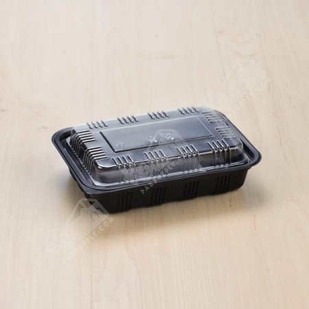 กล่องอาหาร PPดำ #8510 + ฝา OPS           (50 ชิ้น/แพค)
