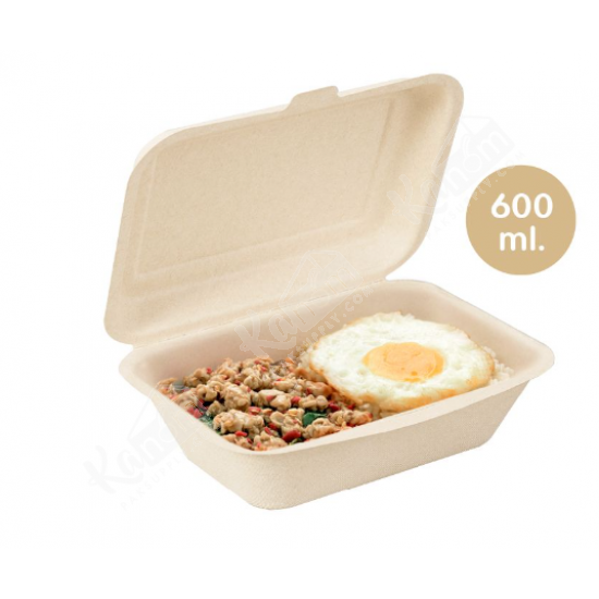 กล่องชานอ้อย  1ช่อง*7นิ้ว 600 ml. (50ใบ/แพ็ค)