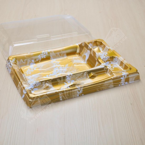 กล่องอาหารเบนโตะ PS 3+1ช่อง #18-3 “Gold” พร้อมฝาใส (50ใบ/แพค)