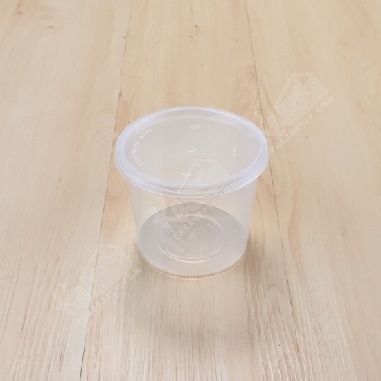 กล่องอาหารกลม PP ใส (AS311) ขนาด 650 ml.+ฝา PLU9311(25ชุด/แพค)