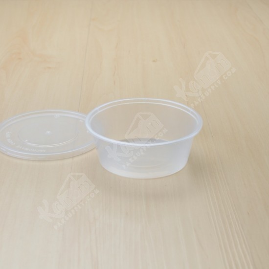 กล่องอาหารทรงกลม PP ใส+ฝา(10 oz. )