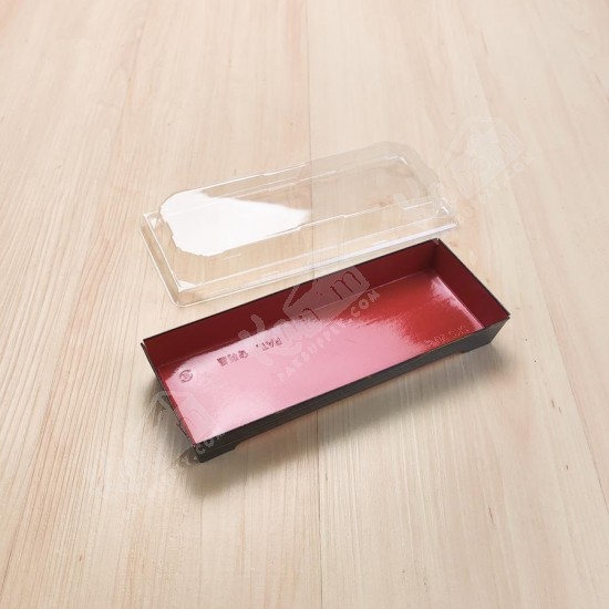 กล่องซูชิกระดาษ ลายแดง+ดำ+ฝาPET SKS20-8 (50ใบ/แพค)